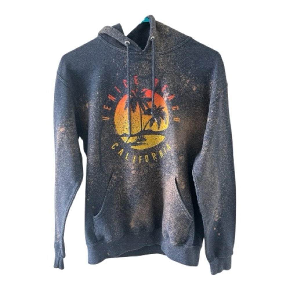 Jerzees Bleach Splatter Hoodie Size S Venice Beach California Graphic Pullover